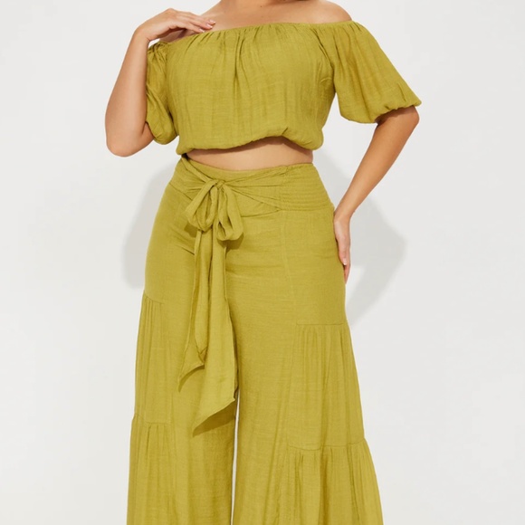Vacay Pant Set - Chartreuse - Picture 1 of 3